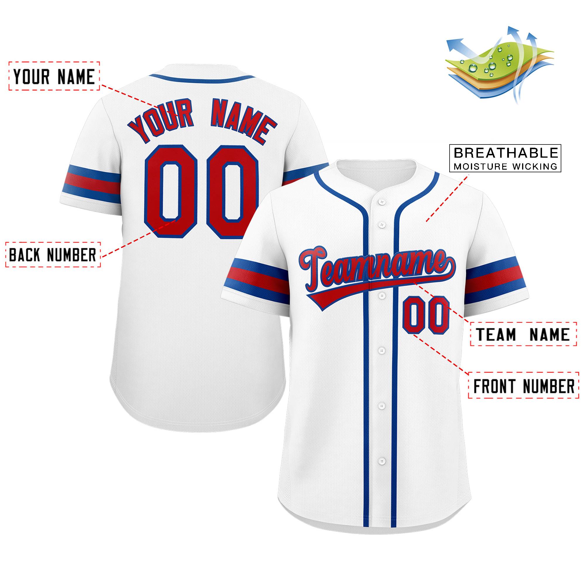 Custom White Red-Royal Classic Style Authentic Baseball Jersey