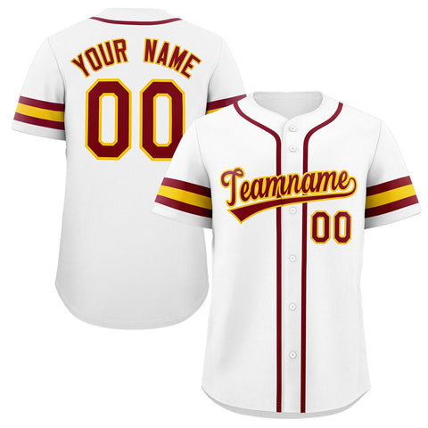 Custom Red Yellow-White Classic Style Authentic Baseball Jersey