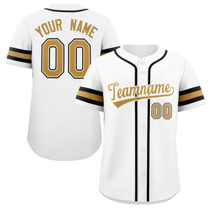 Custom White Gold-White Classic Style Authentic Baseball Jersey