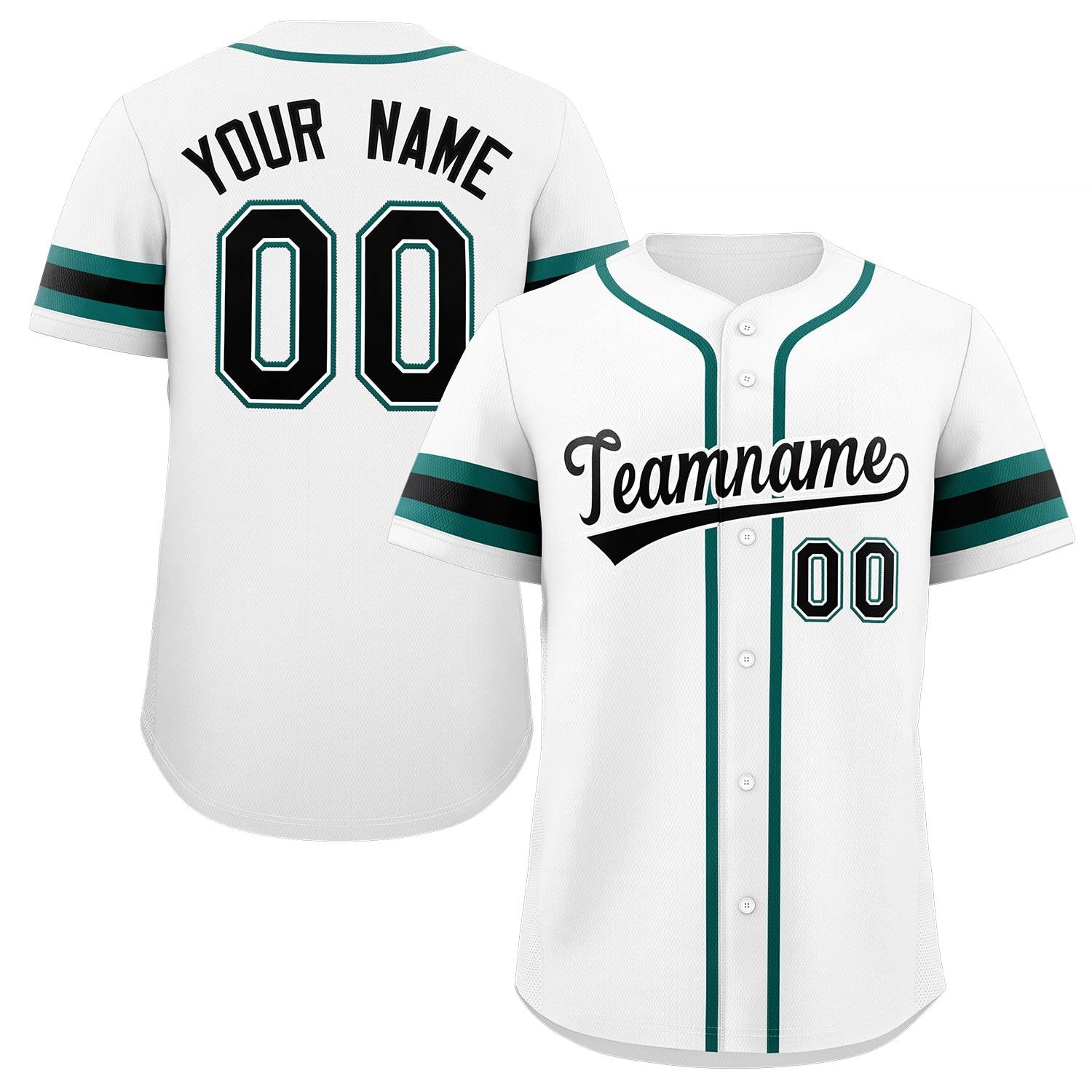 Maillot de baseball authentique de style classique blanc noir-vert personnalisé