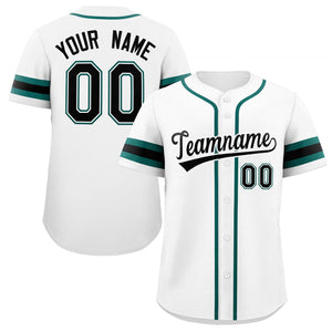 Custom White Black-Green Classic Style Authentic Baseball Jersey