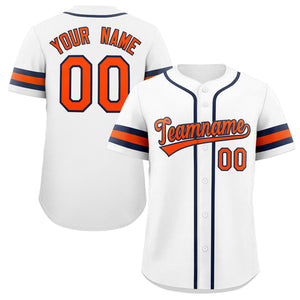 Maillot de baseball authentique de style classique blanc orange-marine personnalisé