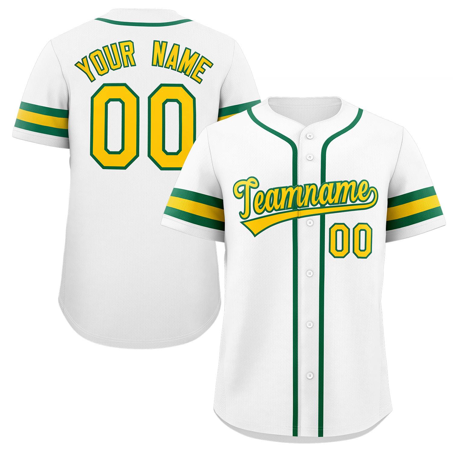 Maillot de baseball authentique de style classique blanc jaune-vert personnalisé