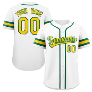 Maillot de baseball authentique de style classique blanc jaune-vert personnalisé