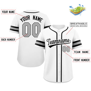 Custom White Black-Gray Classic Style Authentic Baseball Jersey