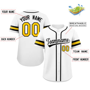 Maillot de baseball authentique de style classique blanc jaune-noir personnalisé