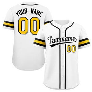 Maillot de baseball authentique de style classique blanc jaune-noir personnalisé