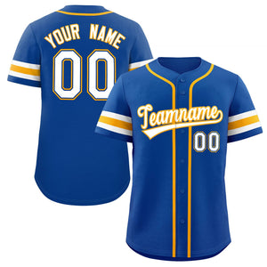 Custom Royal White-Yellow Classic Style Authentic Baseball Jersey