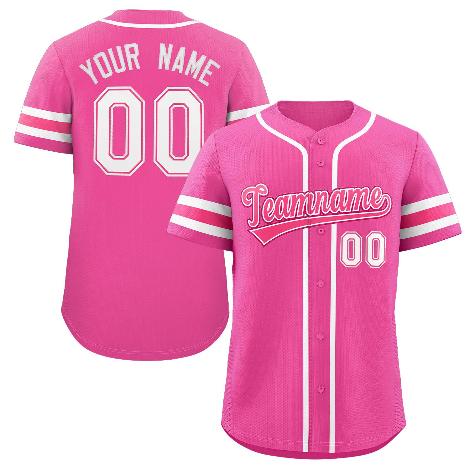 Maillot de baseball authentique de style classique rose blanc personnalisé