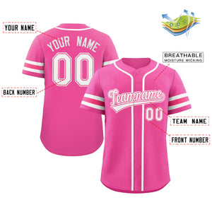 Custom Pink White Classic Style Authentic Baseball Jersey