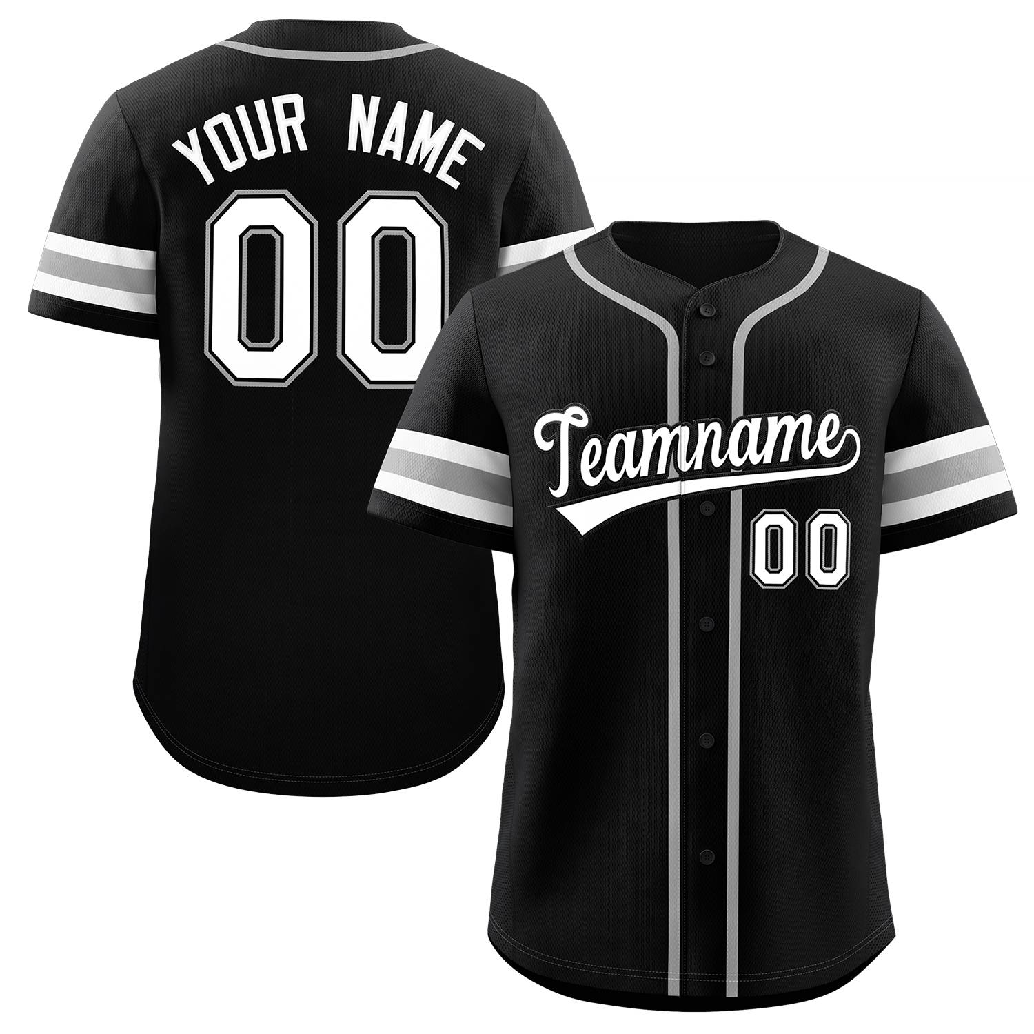 Custom Black White-Black Classic Style Authentic Baseball Jersey