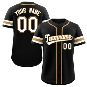 Custom Black White-Gold Classic Style Authentic Baseball Jersey