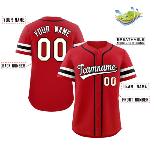 Custom Black Red-White Classic Style Authentic Baseball Jersey