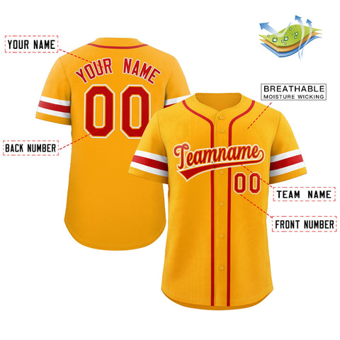 Custom Yellow Red-White Classic Style Authentic Baseball Jersey