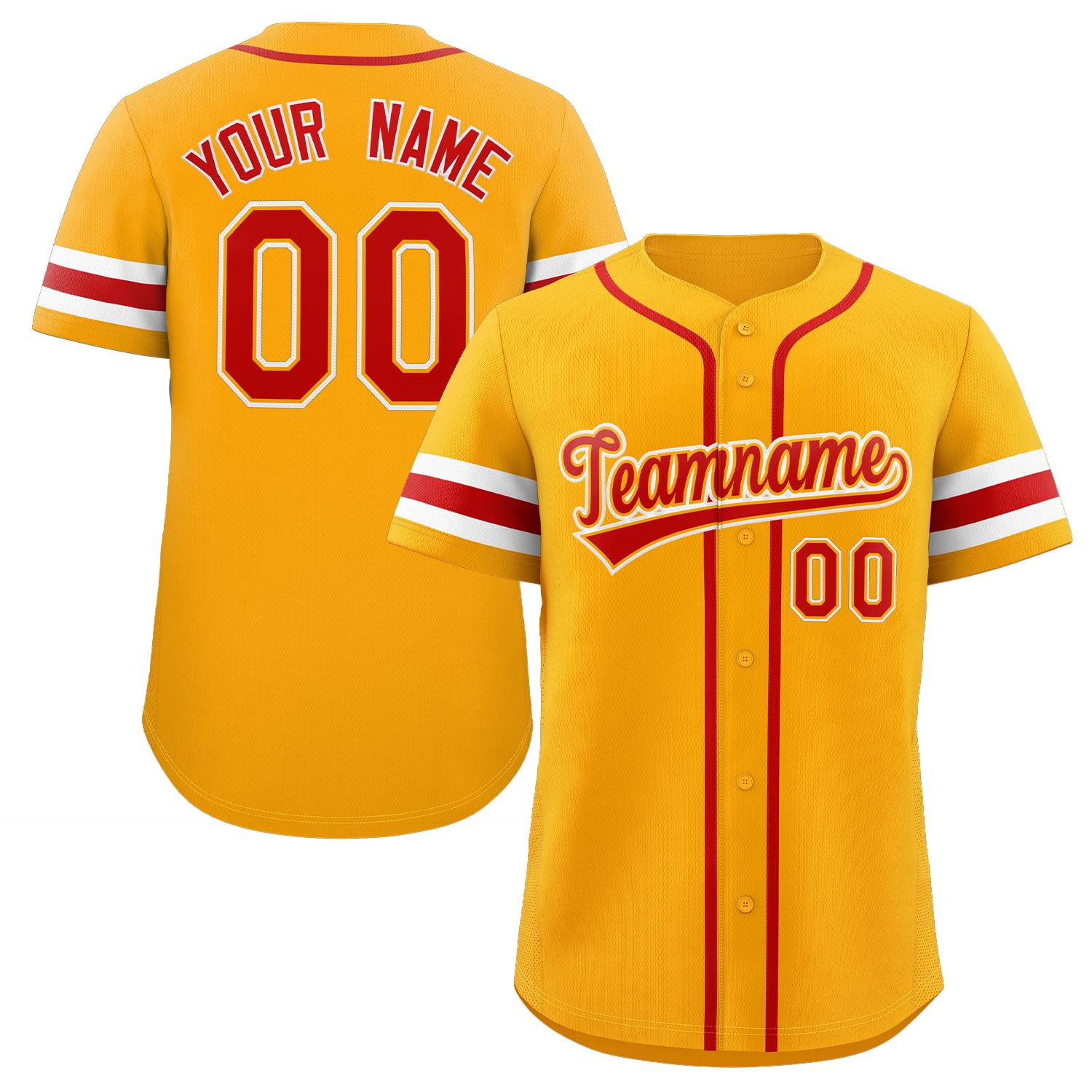 Custom Yellow Red-White Classic Style Authentic Baseball Jersey