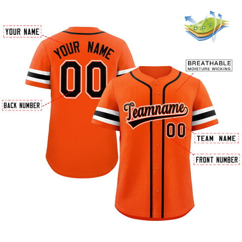 Custom Orange Black-White Classic Style Authentic Baseball Jersey