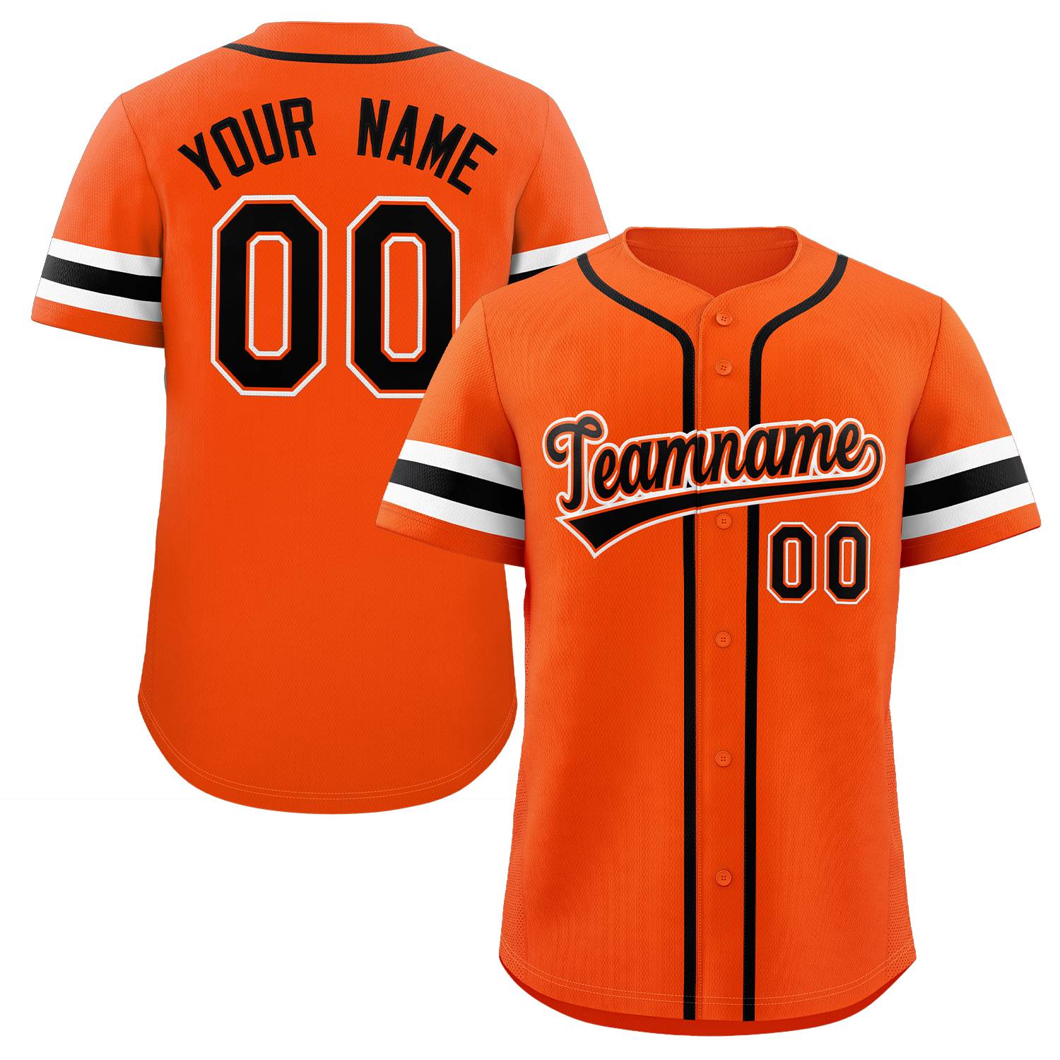 Maillot de baseball authentique de style classique orange noir-blanc personnalisé