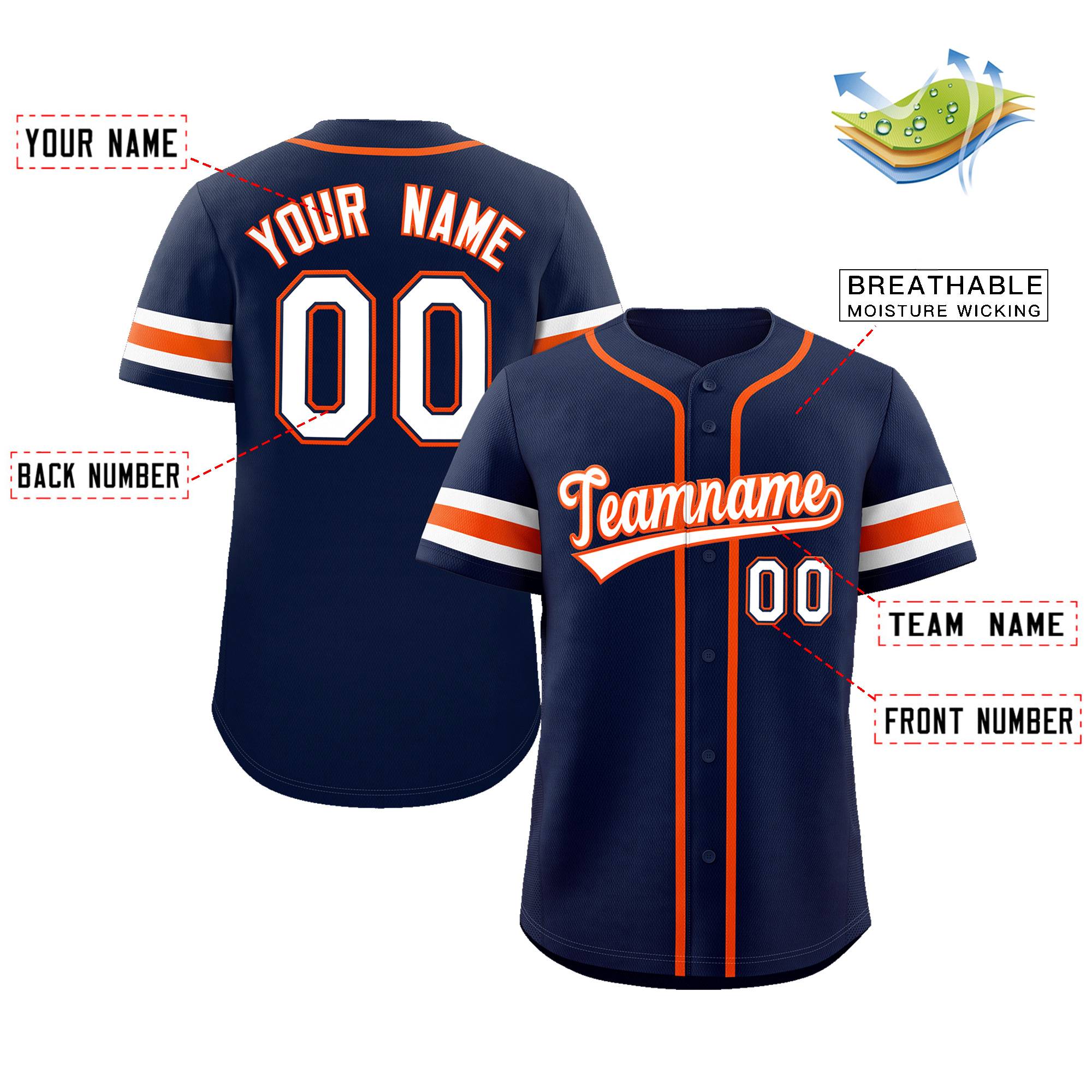 Custom Navy White-Orange Classic Style Authentic Baseball Jersey