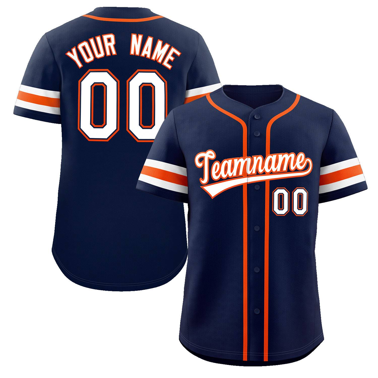 Custom Navy White-Orange Classic Style Authentic Baseball Jersey