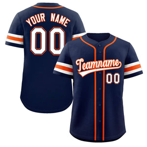 Maillot de baseball authentique de style classique bleu marine blanc-orange personnalisé