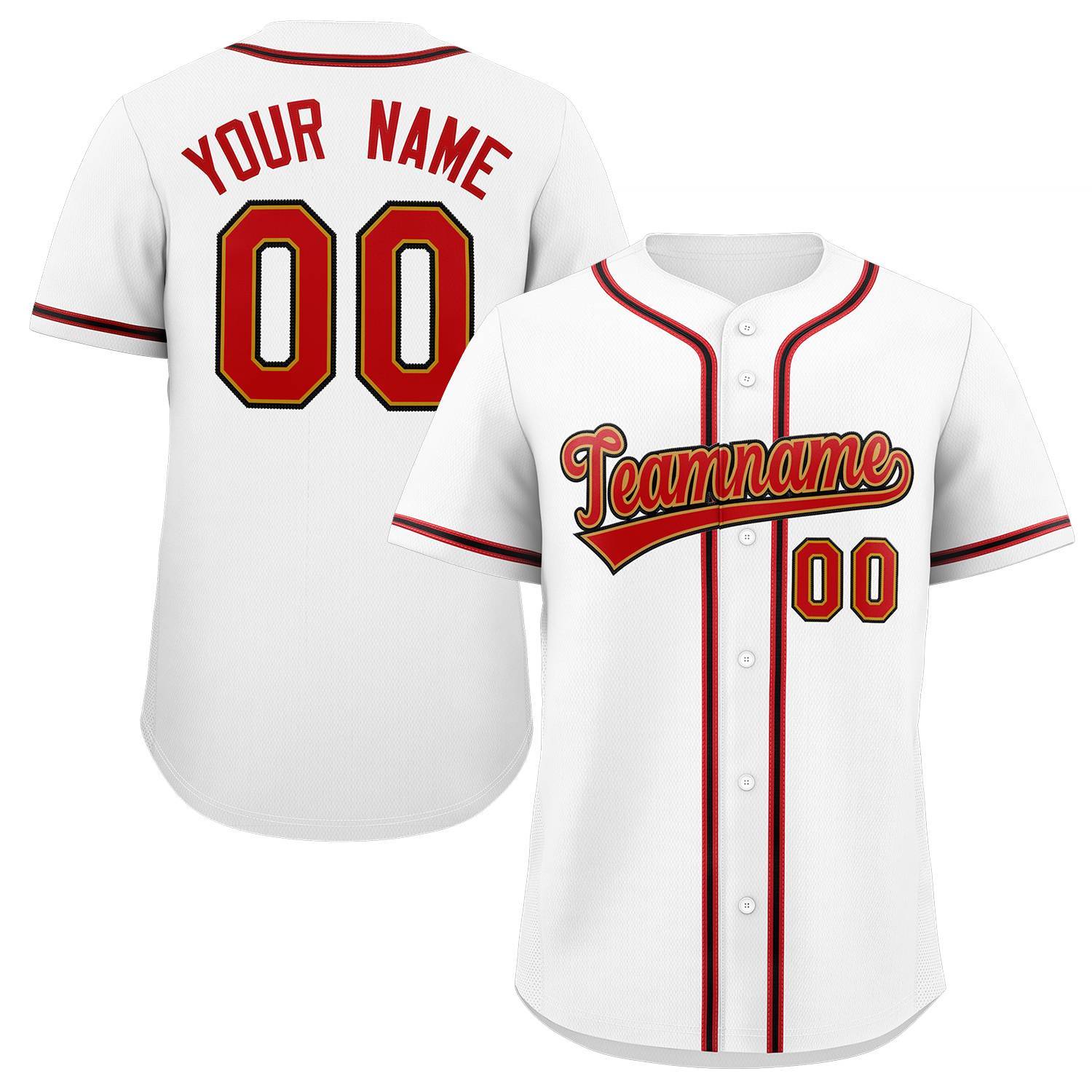 Custom White Red Classic Style Authentic Baseball Jersey