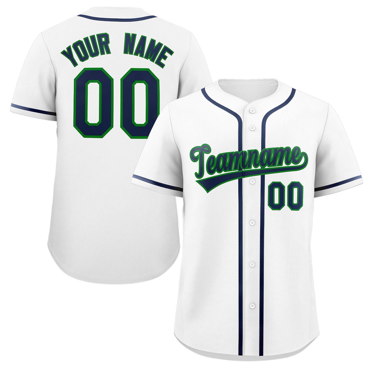 Maillot de baseball authentique de style classique blanc-vert personnalisé personnalisé