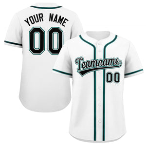 Maillot de baseball authentique de style classique blanc noir-vert personnalisé