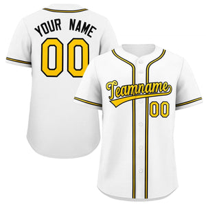 Maillot de baseball authentique de style classique blanc jaune-noir personnalisé