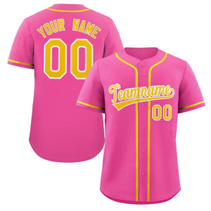 Maillot de baseball authentique de style classique rose jaune-blanc personnalisé