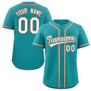 Custom Teal White-Orange Classic Style Authentic Baseball Jersey