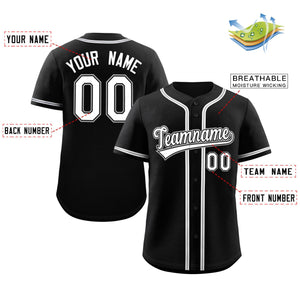 Custom Black White-Black Classic Style Authentic Baseball Jersey