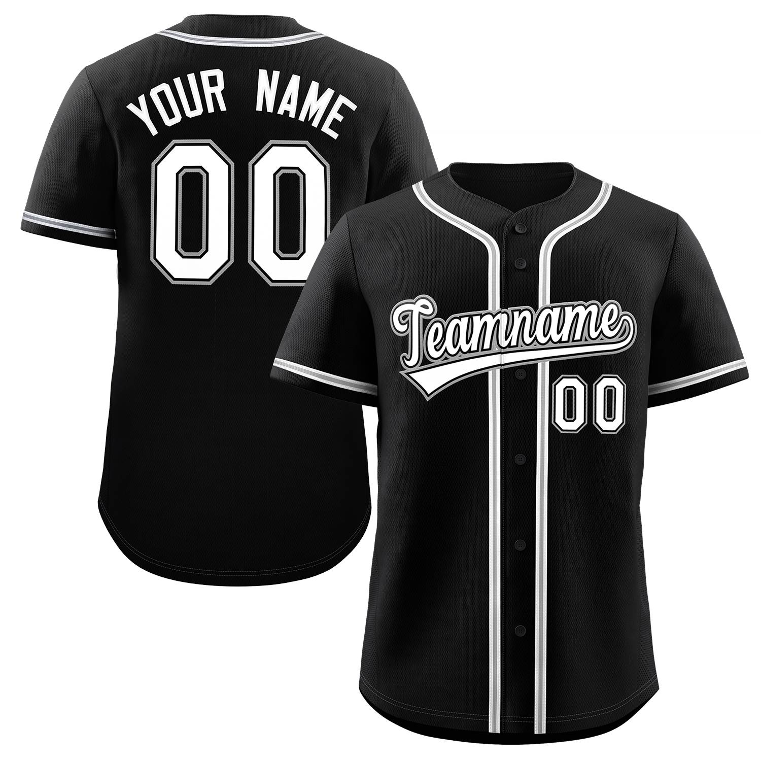 Maillot de baseball authentique de style classique noir blanc-noir personnalisé