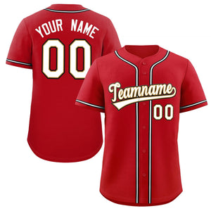 Custom Red White-Black Classic Style Authentic Baseball Jersey