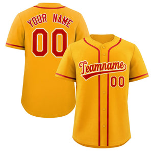 Maillot de baseball authentique de style classique jaune rouge-blanc personnalisé