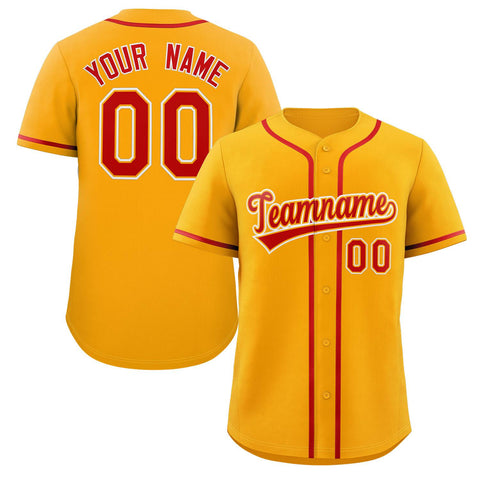 Custom Yellow Red-White Classic Style Authentic Baseball Jersey