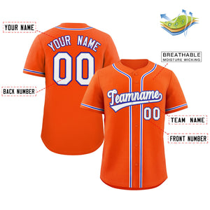 Maillot de baseball authentique de style classique orange blanc-royal personnalisé