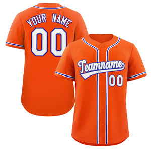 Maillot de baseball authentique de style classique orange blanc-royal personnalisé