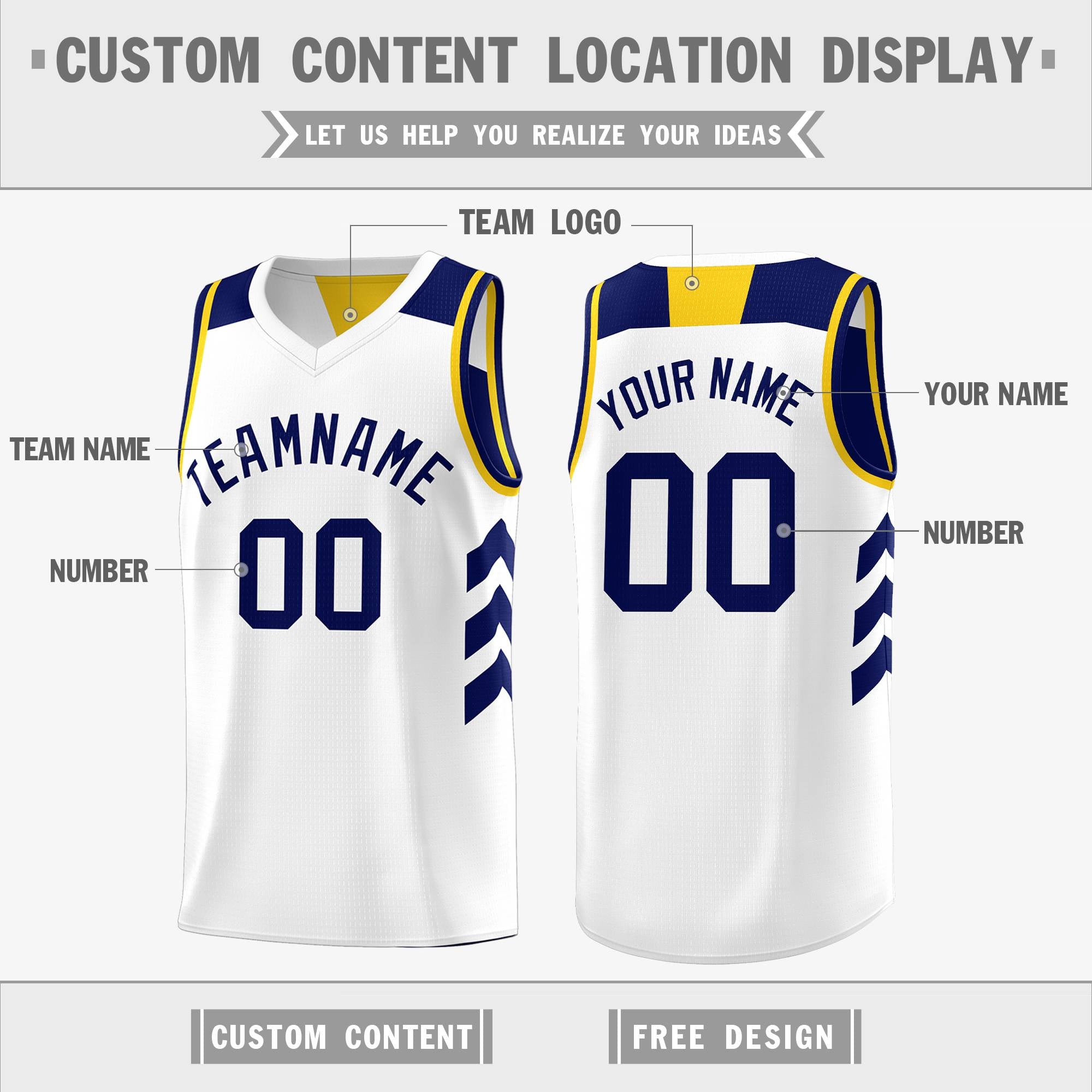 Custom Navy White Reversible Double Side Tops Basketball Jersey