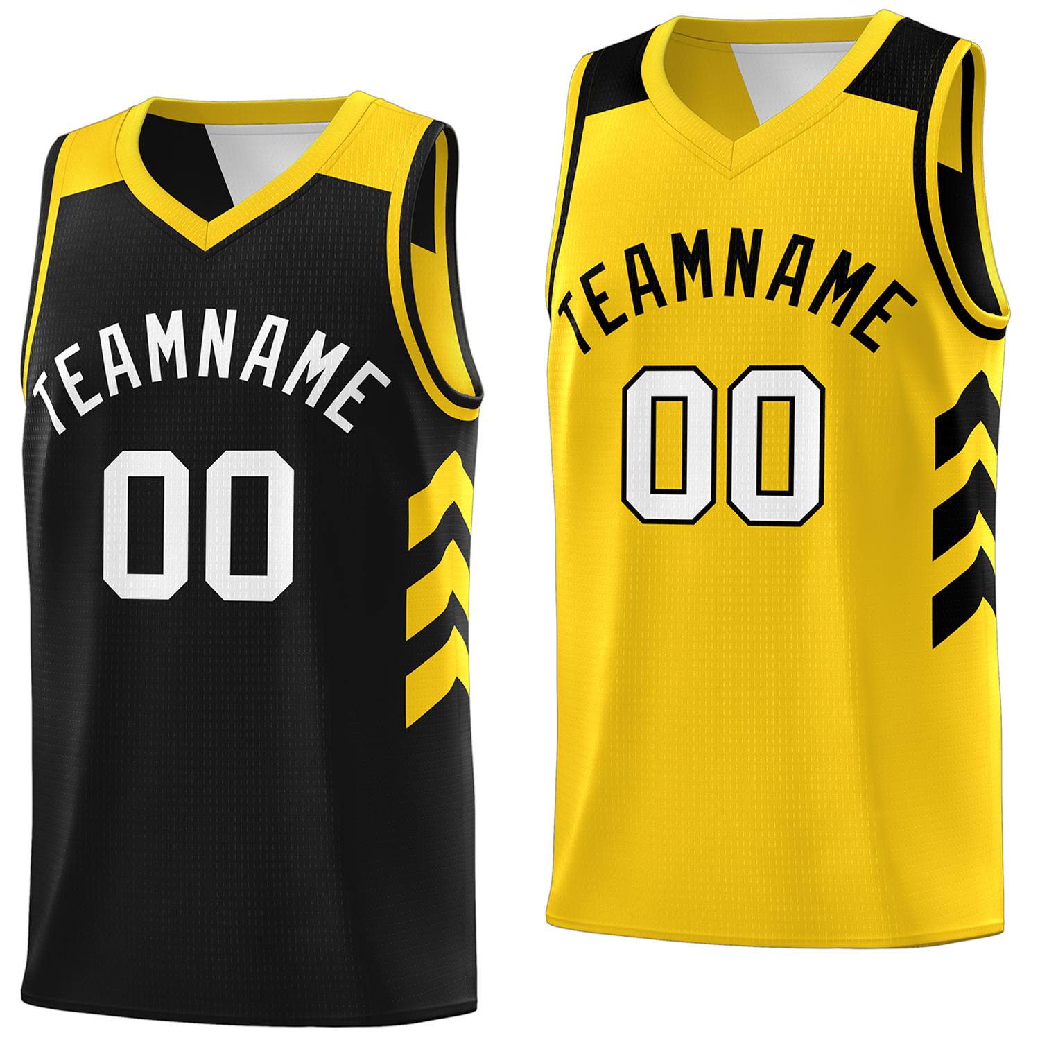 Custom Black Yellow Reversible Double Side Tops Basketball Jersey