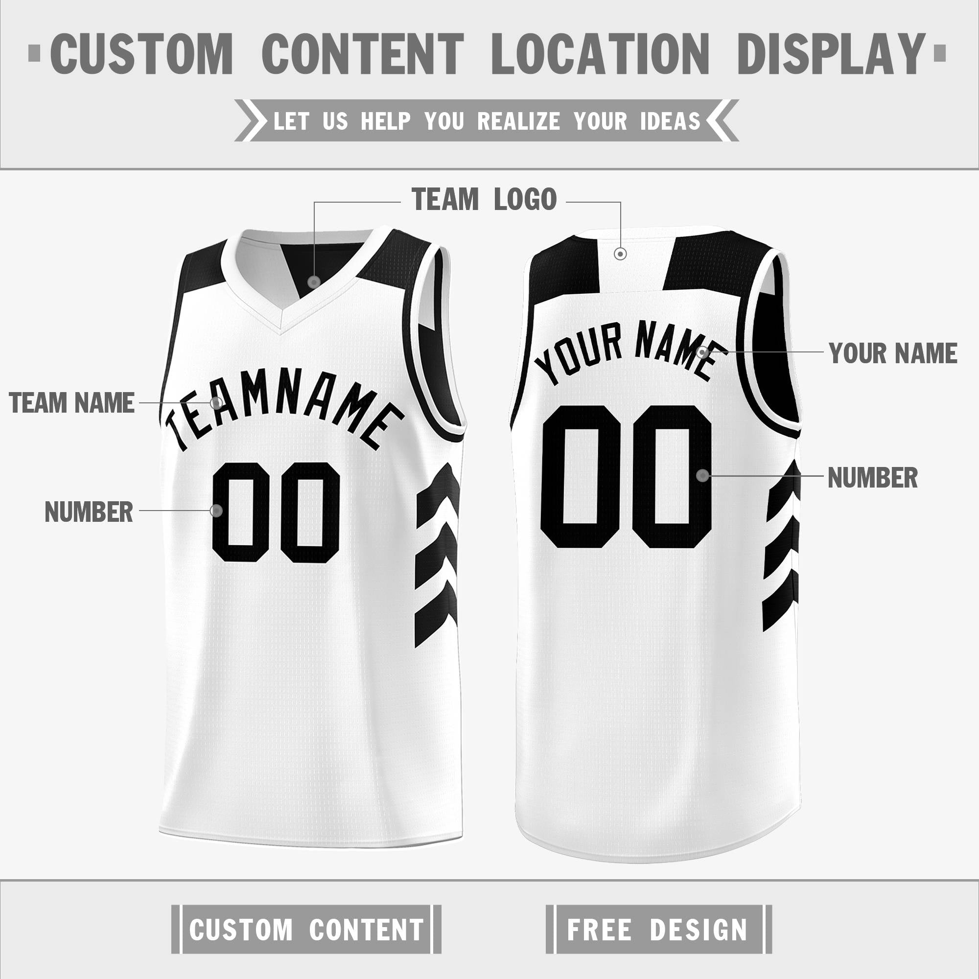 Custom Black White Reversible Double Side Tops Basketball Jersey