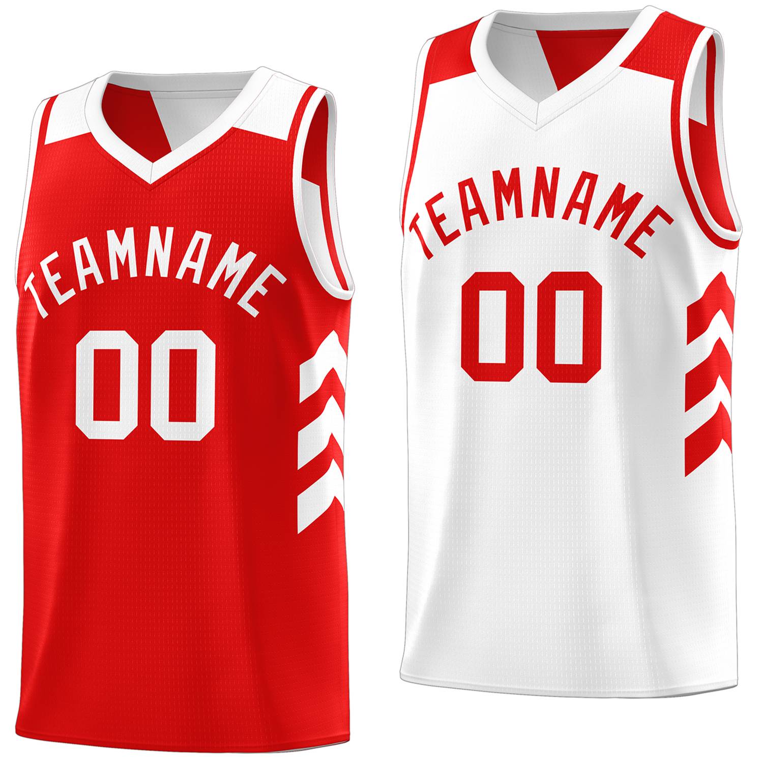 Custom Red White Reversible Double Side Tops Basketball Jersey