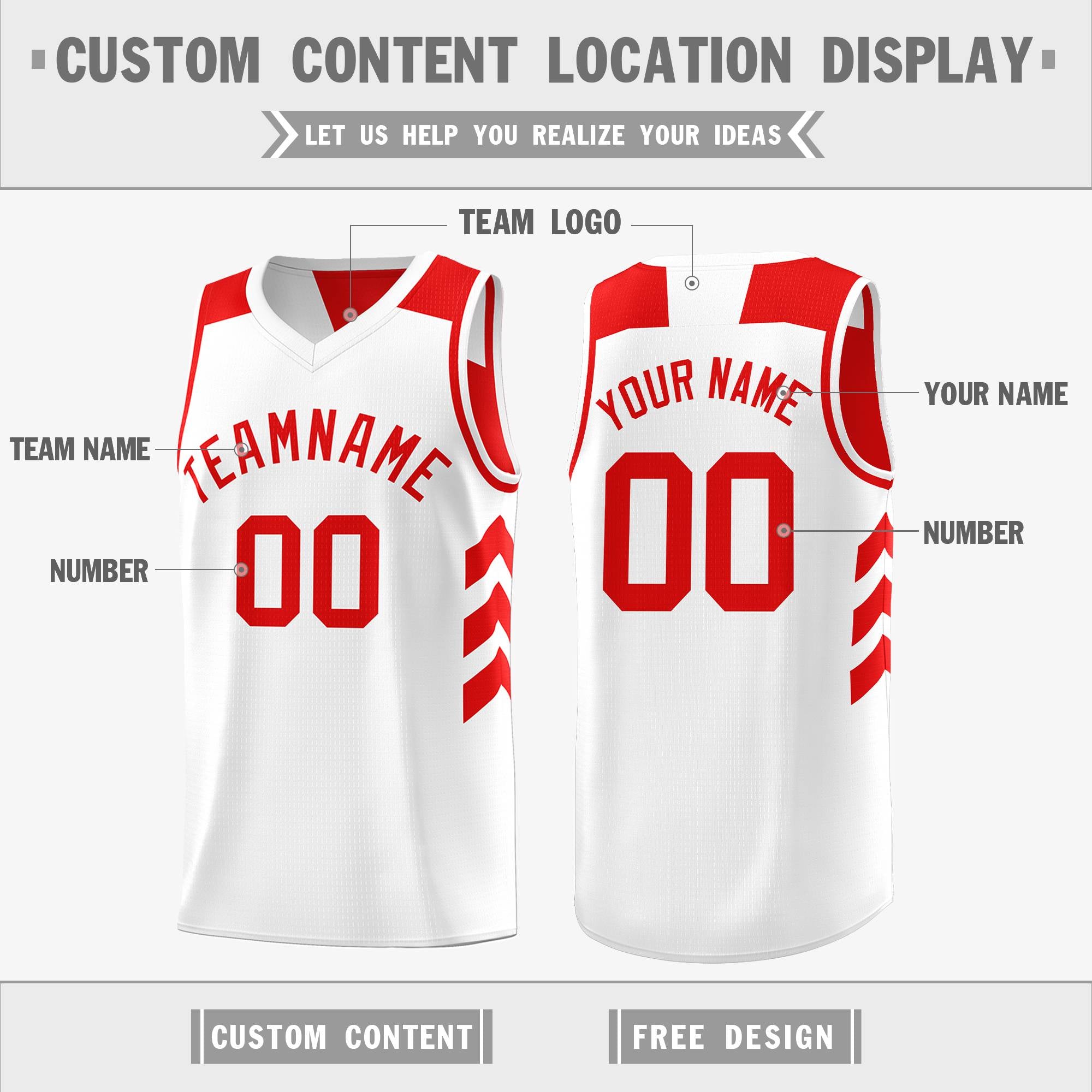 Custom Red White Reversible Double Side Tops Basketball Jersey