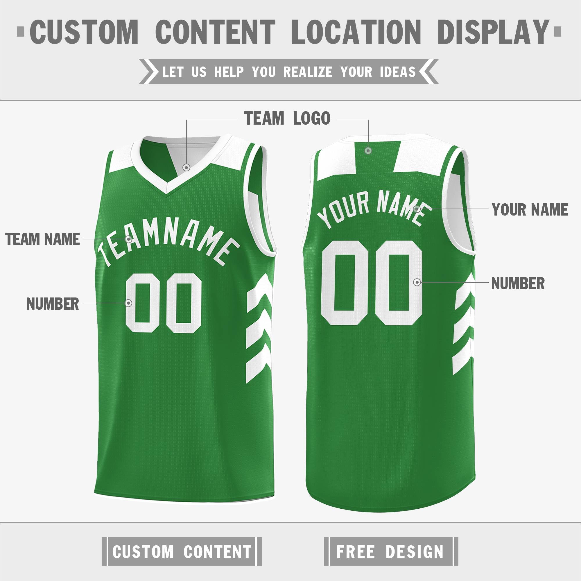 Custom Green White Reversible Double Side Tops Basketball Jersey