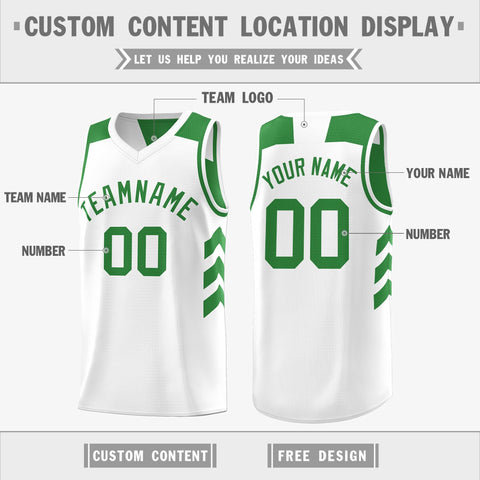 Custom Green White Reversible Double Side Tops Basketball Jersey