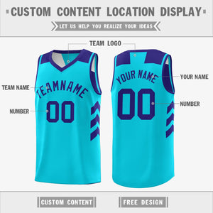 Custom Royal Aqua-White Reversible Double Side Tops Basketball Jersey