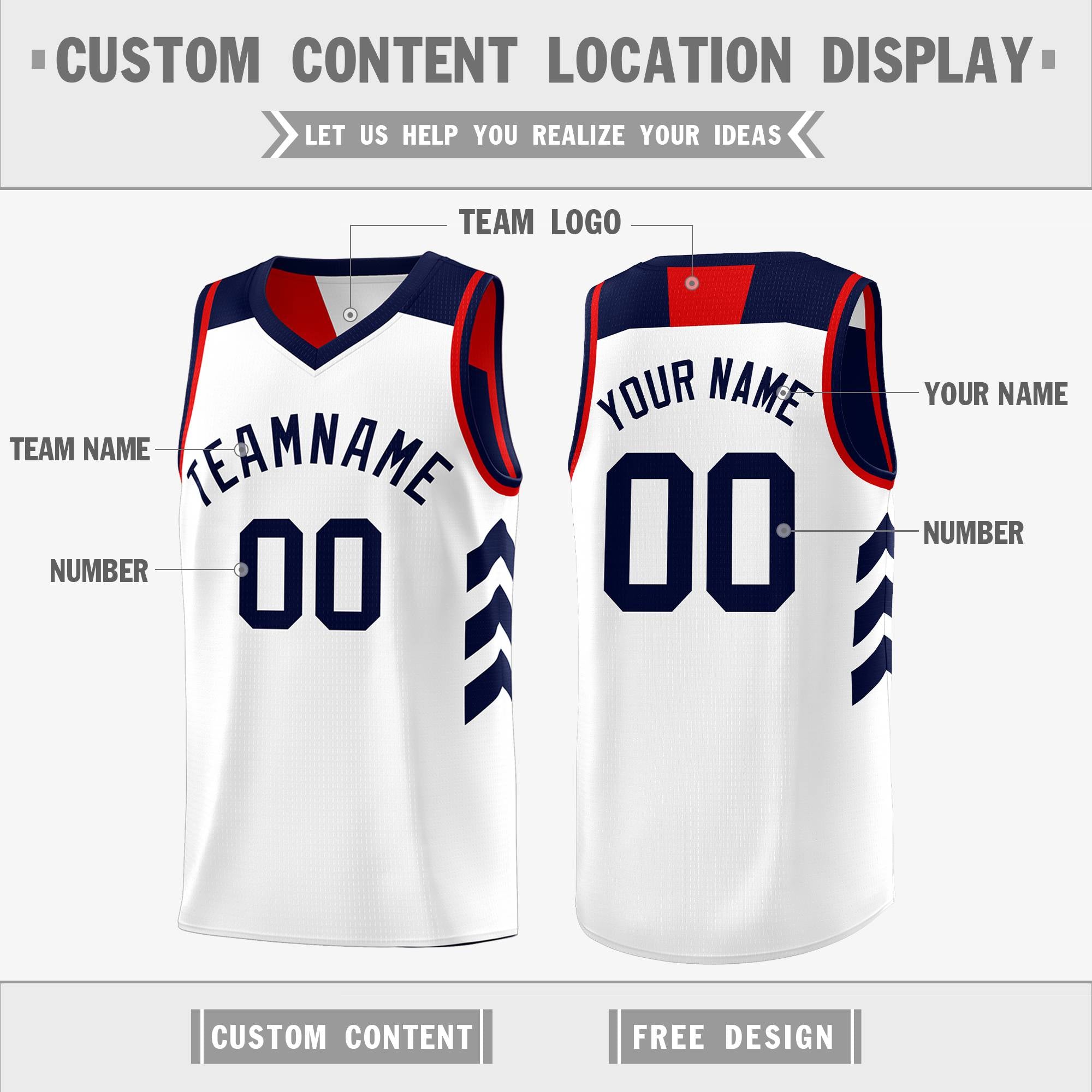 Custom Navy White Reversible Double Side Tops Basketball Jersey