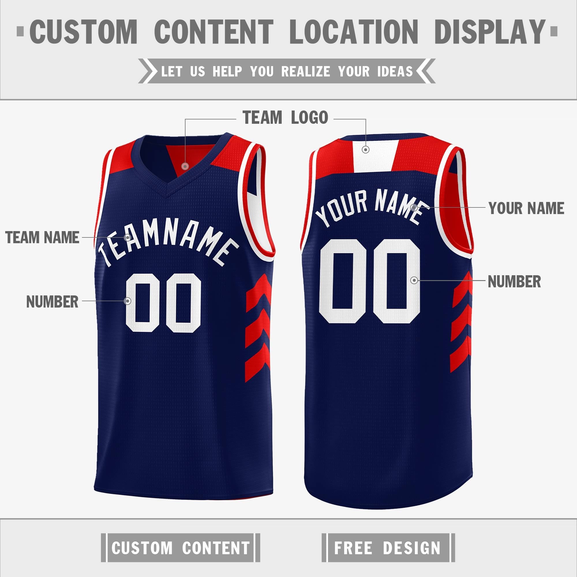 Custom Navy White Reversible Double Side Tops Basketball Jersey