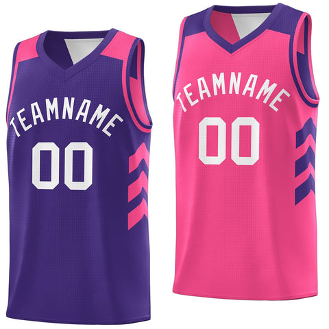 purple and pink reversible basketball jersey