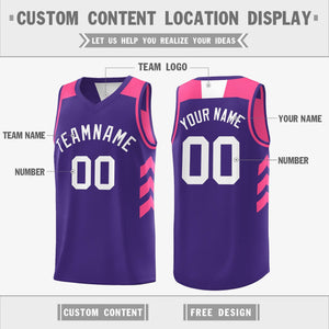 Custom Purple Pink-White Reversible Double Side Tops Basketball Jersey