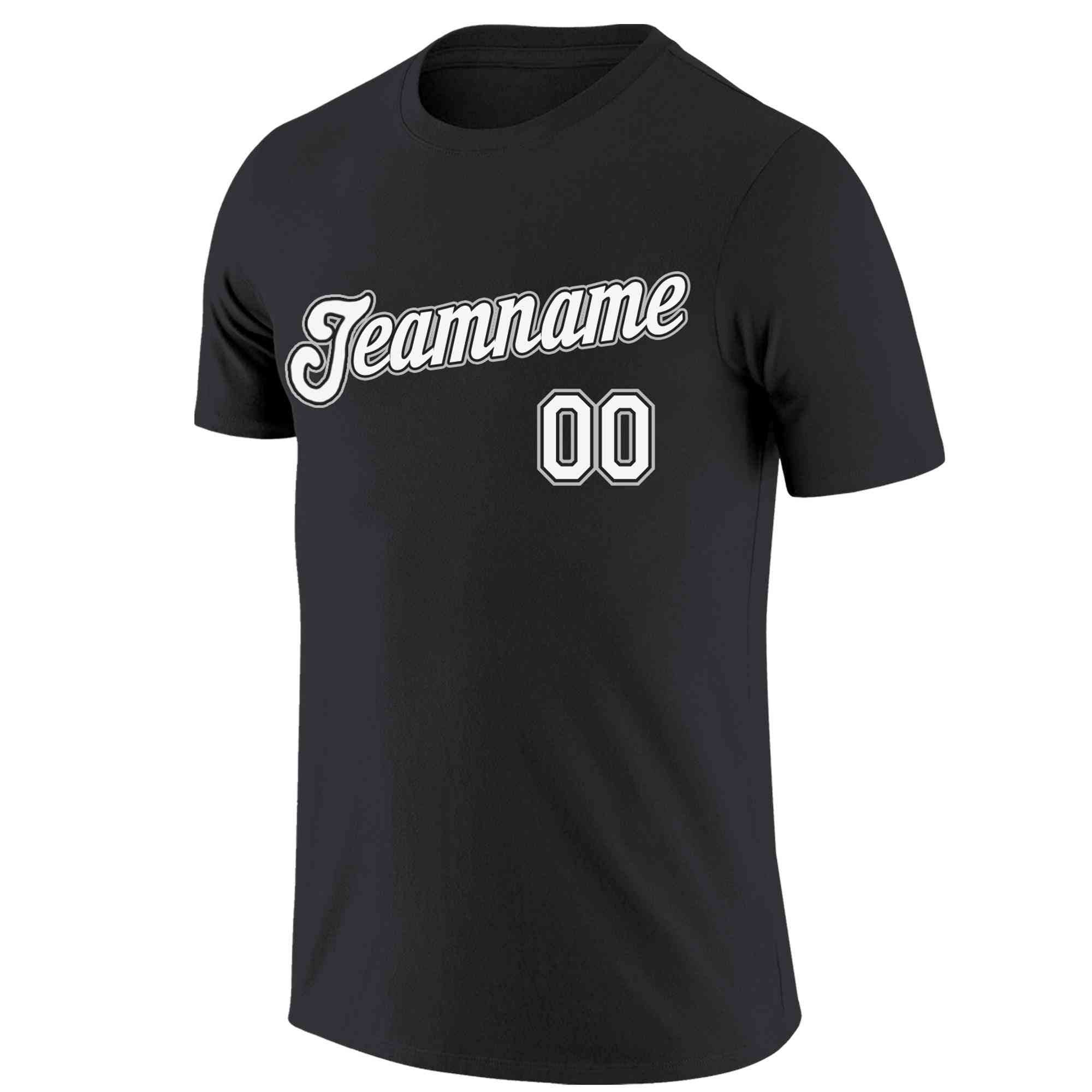 Custom Black White-Gray Classic Style Crew neck T-Shirts Full Sublimated